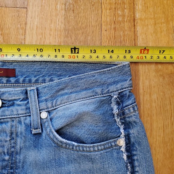 7 For All Mankind Jeans Women 26 30x27 Blue Denim Button Fly 90s Mom Made in USA - Picture 11 of 14